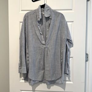 Madewell 100% cotton blue and white stripe tunic, size medium